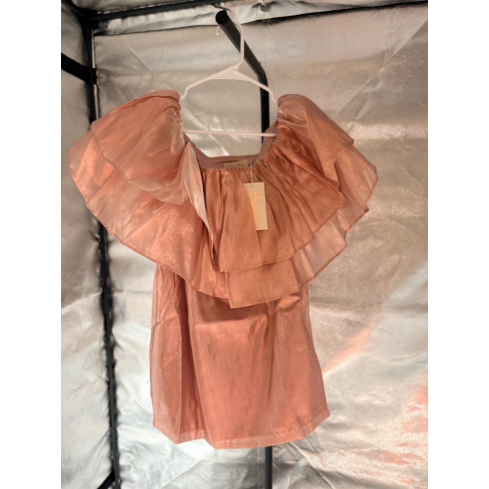 Choosy Pink Shimmer Blouse Sz M 0004‎